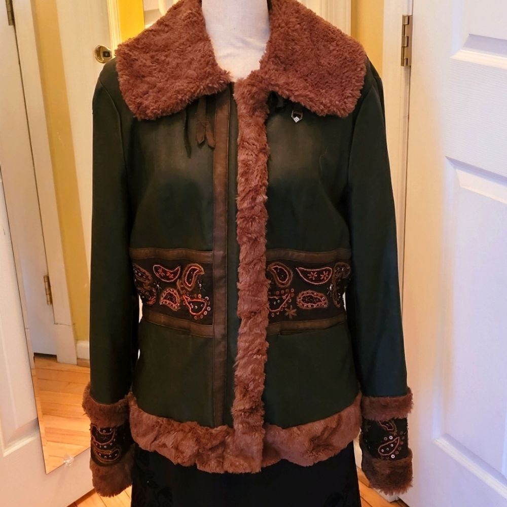 VINTAGE FAUX LEATHER EMBROIDERED JACKET - Picture 3 of 9